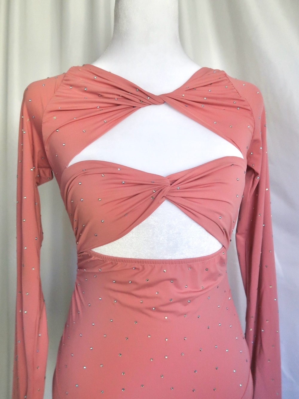 Pink Rhinestone Cutout Bodysuit - Picture 2 of 5